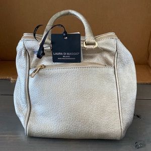 Cream Leather Backpack